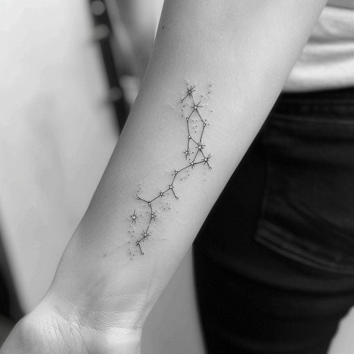Simple and understated flat tattoo sketch of the Gemini constellation