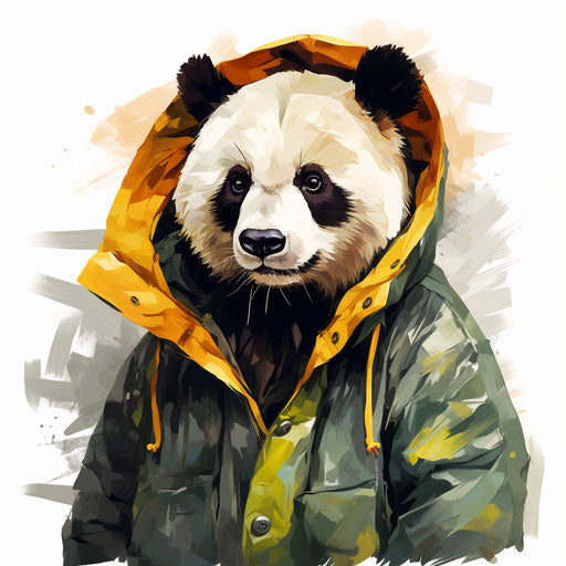Panda clipart in the style of Oil painting