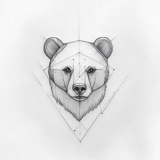 Geometric bear minimalist tattoo on small neck