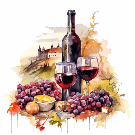Wine artwork in the style of oil painting