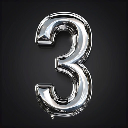 Realistic numbers clip art on metallic silver background