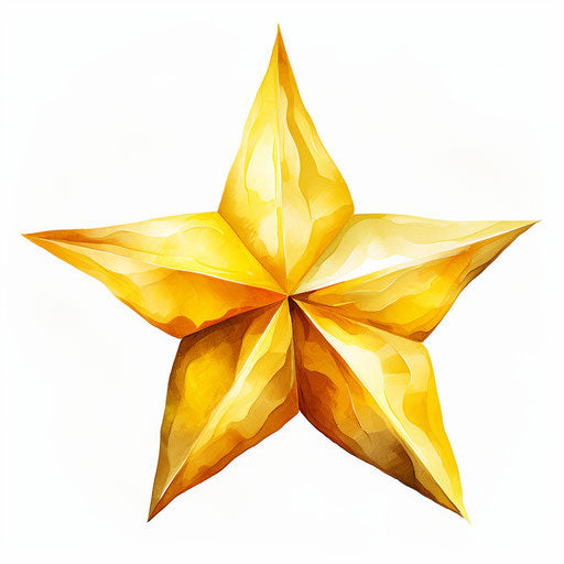 Yellow star in oil painting style on white background