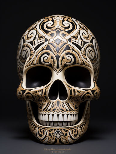 Tribal skull with elegant and intricate patterns