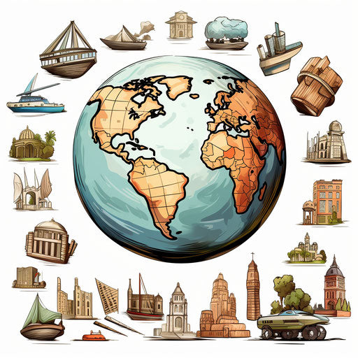 Geography illustration in Chiaroscuro Art style