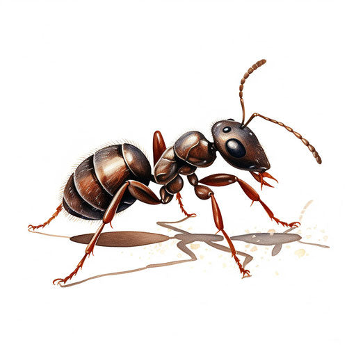 Illustration of an ant in the style of Chiaroscuro Art, on white background
