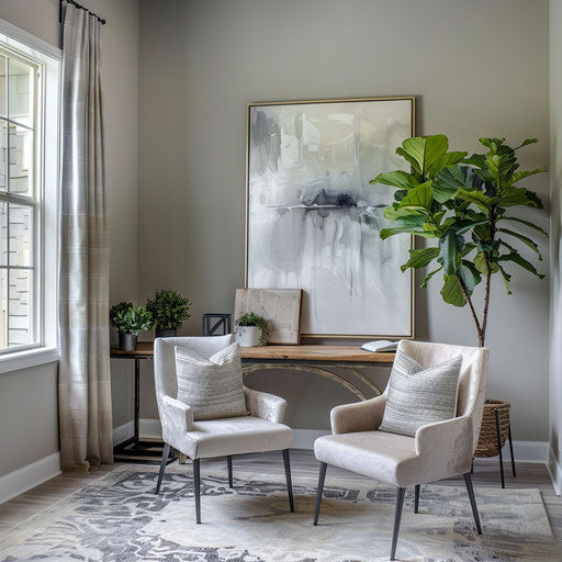 Serene home office with calming color scheme