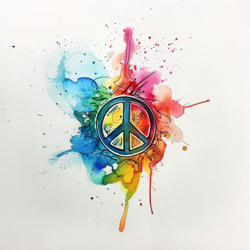Artistic peace tattoo sketch in flat style