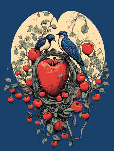 Vegan tattoo with two birds and a heart