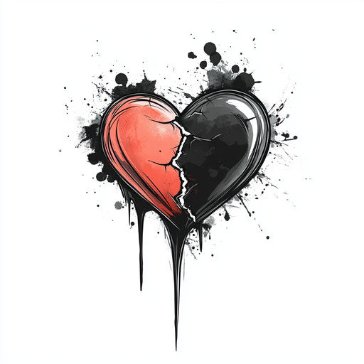 Beautiful flat tattoo sketch heartless heart split in two