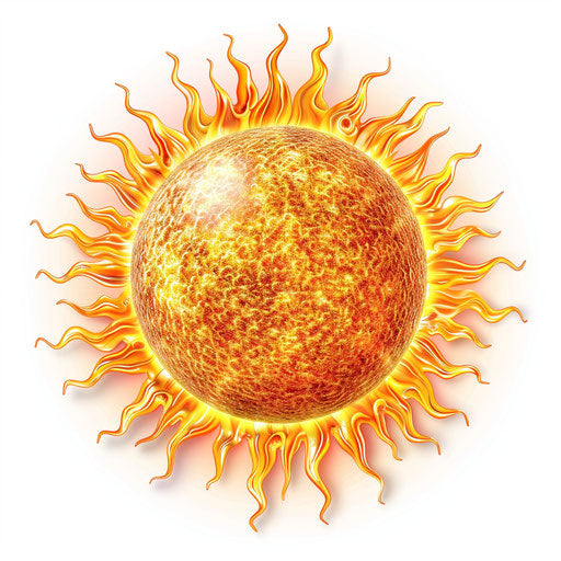 Realistic sun clipart with flat white background