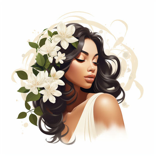 Jasmine graphic in Minimalist style, white backdrop