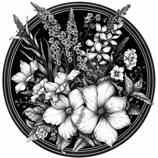 Black and white coloring page with muted tones, intricate details