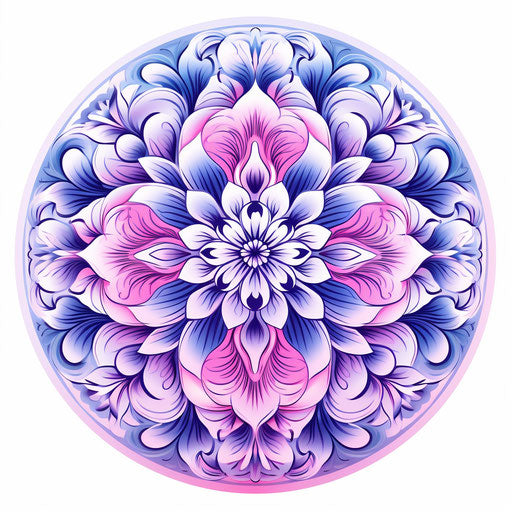 Elegant complex patterns in blue and pink tones