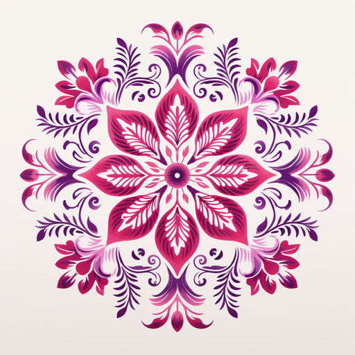 Ornamental red design on white background, Indian pop culture style