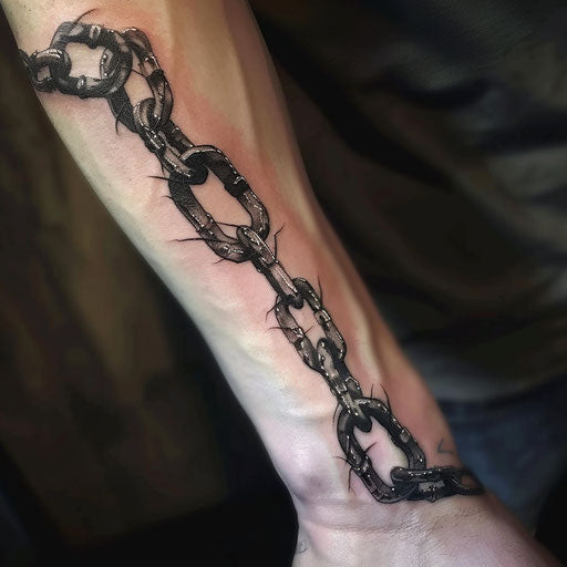 Hyper-realistic chain tattoo with 3D effects