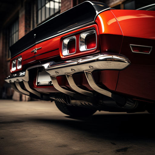 Classic Chevrolet Camaro car with larger exhausts