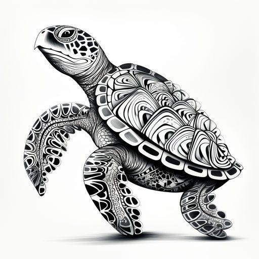 Black and white turtle design in sailor style