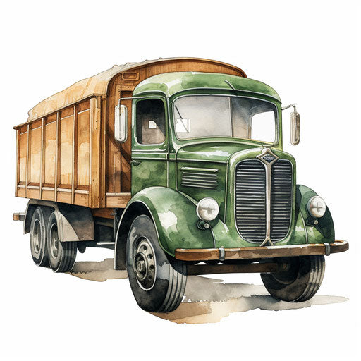 Truck clipart in the style of Chiaroscuro Art, on white background