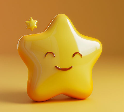 Smiling emoticon with star ears