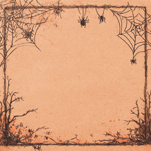 Halloween Scene with Intricate Spiderwebs and Soft Colors