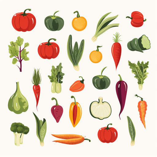 Minimalist style vegetables clipart, on white background