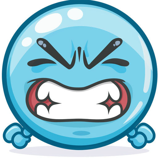 Blue emoticon icon with exaggerated expressions