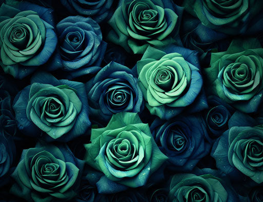 Dark emerald and dark azure green rose wallpaper background
