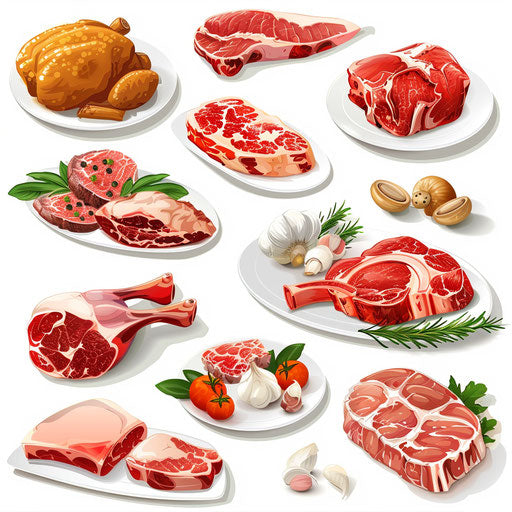 Realistic meat illustration on white background with glossy finish