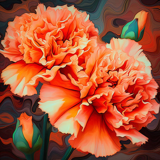 Golden and Orange Hearts in Vivid Red, Digital Style