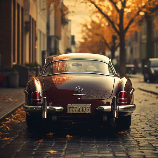 Rear view of a classic Mercedes Benz
