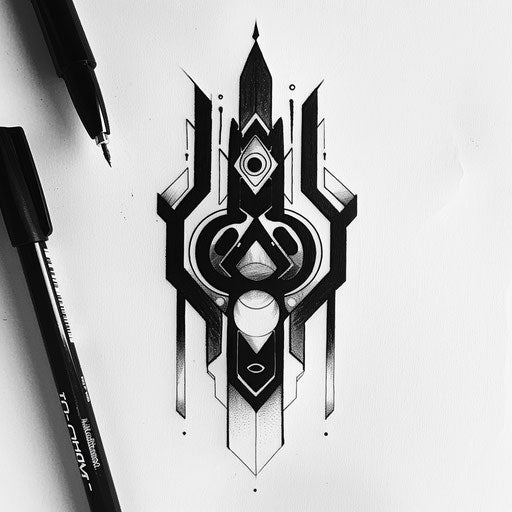 Neo-modern monochrome abstract tribal composition