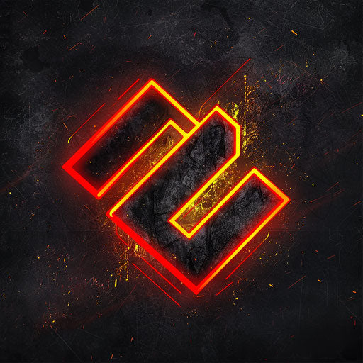 Neon logo with rugged textures and bold neon fonts