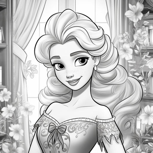 Elsa Frozen Christmas coloring page, captivating style