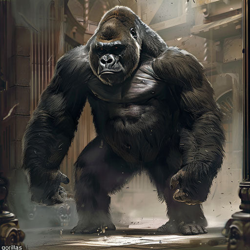 Strength and leadership of gorillas in a power pose
