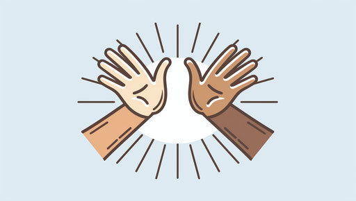 Unity in diversity with hands high fiving