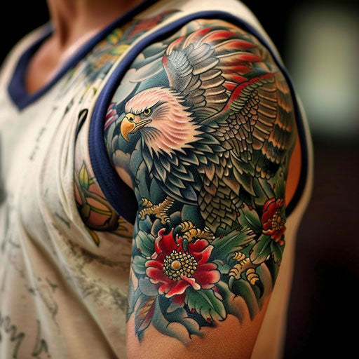 Cool tattoos for men with classic eagle on upper arm