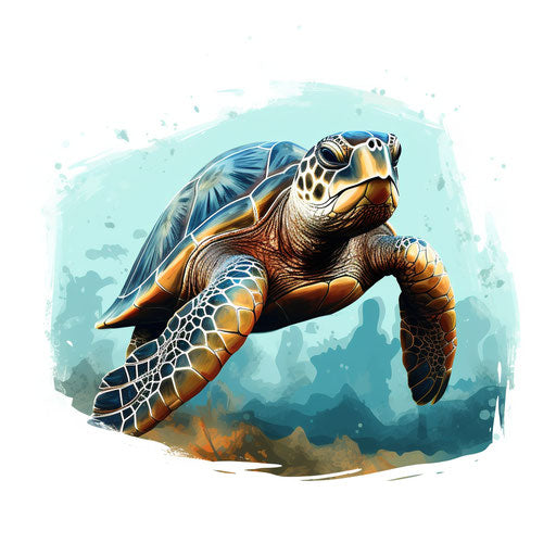 Turtle clipart in the style of Chiaroscuro Art