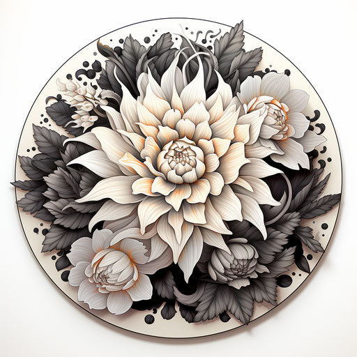 Printable flower pattern coloring, Kerem Beyit style, circular abstraction