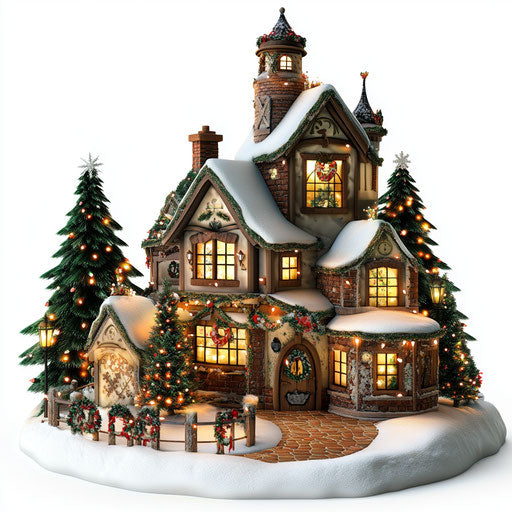 Realistic Christmas Village, high resolution, transparent background