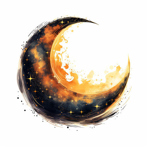 Crescent moon in the style of Oil painting