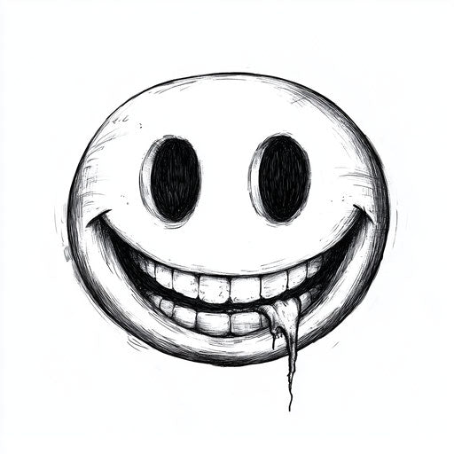 Smiley tattoo sketch on pure white background