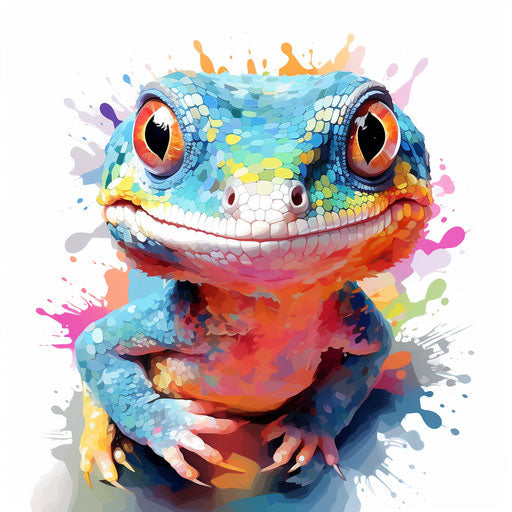 Gecko clipart in Impressionistic style, on white background