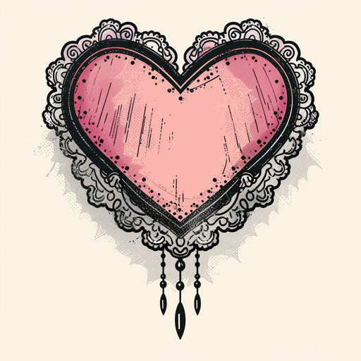 Pink heart with vintage lace