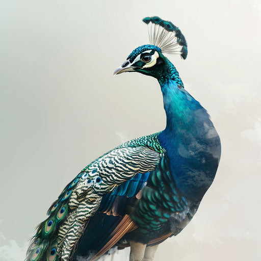 Realistic peacock illustration on white background