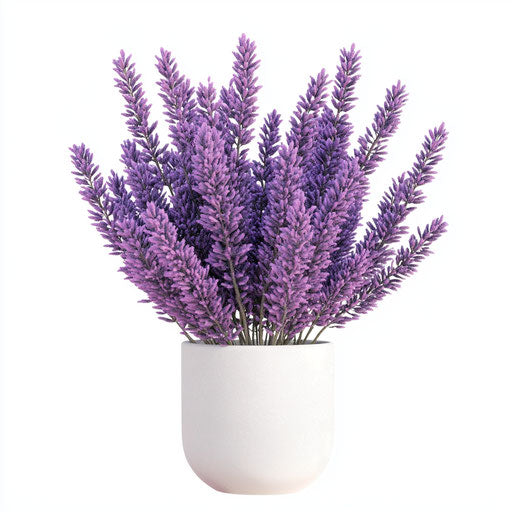 3D lavender in photorealistic style on flat white background, isolated clipart