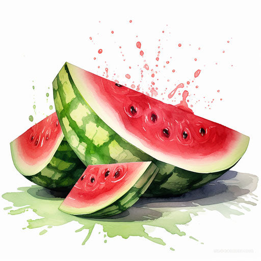 Watermelon clipart in the style of Oil painting, on a white background