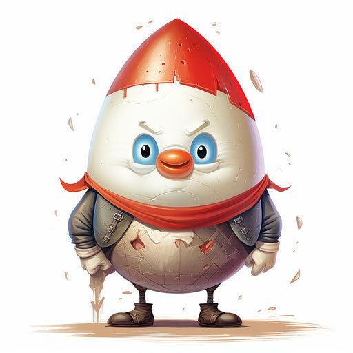 Humpty Dumpty clipart in the style of Oil painting, on a white background