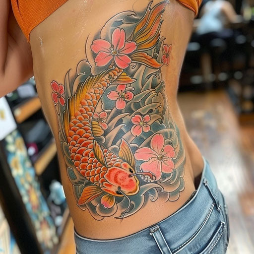 Sister Tattoos: Koi Fish and Cherry Blossoms Inspired by Japan