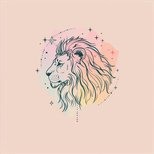 Elegant Leo constellation sketch in minimalist flat style with pastel colors on pink background