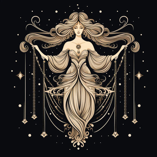 Virgo zodiac symbol, luxurious sketchy lines